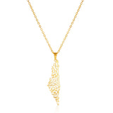 Israel Palestine Map Pendant Necklace For Women Men Arabic African Jamaica Stainless Steel Gold Color Chain Necklaces Jewelry