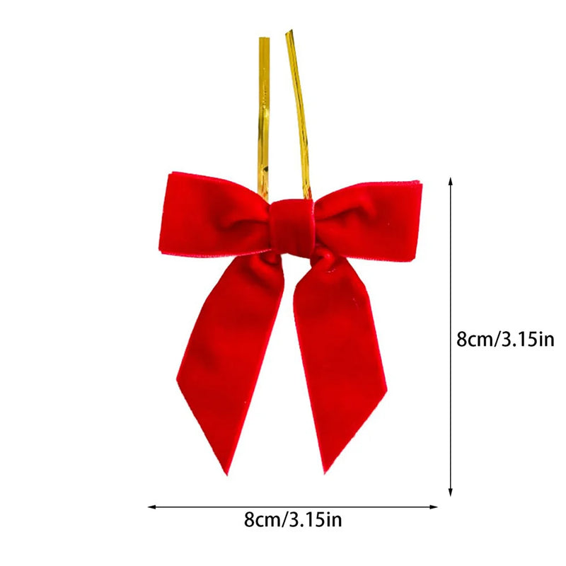 20/40/100Pcs Christmas Bows Decorations Velvet Bows for Xmas Tree Ornaments with Ribbon for Wreath Garland Gift Wrapping Crafts