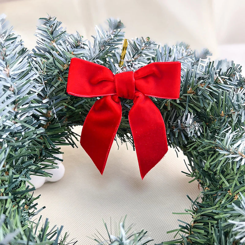20/40/100Pcs Christmas Bows Decorations Velvet Bows for Xmas Tree Ornaments with Ribbon for Wreath Garland Gift Wrapping Crafts