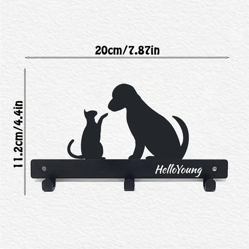 Multifunctional Iron Wall Hanging Cute Cat Key Rack Festive Atmosphere Cat Wall Rack Hook Household Key Coat Hanger Hook