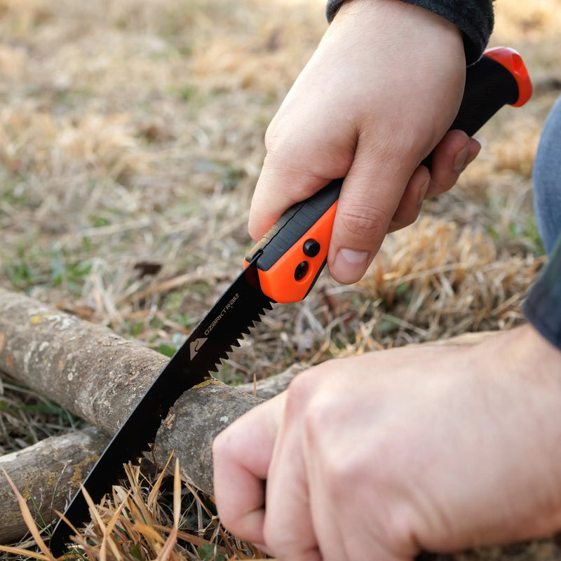 Ozark Trail 7-Piece Camping Tool Set with Hammer, Axe, Flashlight, and Knives, Batteries Included