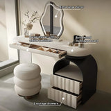 Makeup Vanity - Modern Vanity Table with Mirror & 3 Drawers, Multi-Function Vanity Set with Includes Makeup Stool