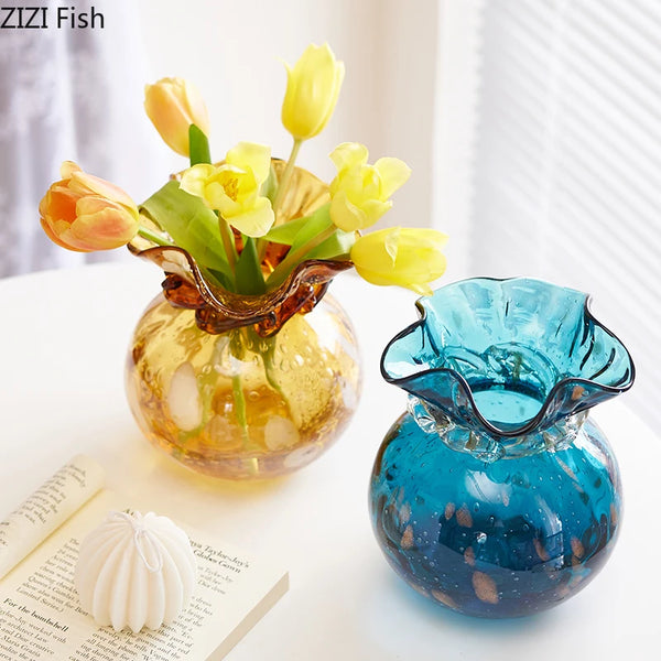 Lucky Bag Glass Vase Ornament Hydroponic Vase Artistic Flowers Vessels Decorative Vases Flower Arrangement Dried Flower Vases