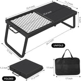 Folding Campfire Grill, Heavy Duty Steel Mesh Grate, Portable Camping Grates Over Fire Pit, Camp Fire Cooking, Grilling Rack