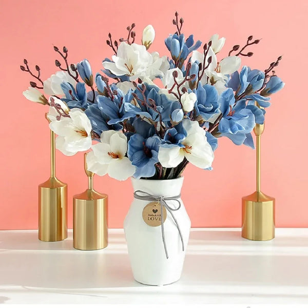 5 Forks 20 Heads High Quality Artificial Flowers Autumn Magnolia Home Decor Flower Decoration Fake Christmas Wedding Accessories