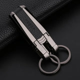 Top Grade Men Leather Waist Hanging Anti-lost Removable Belt Keychain Metal Double Keyring Auto Pendant Key Holder Accessories