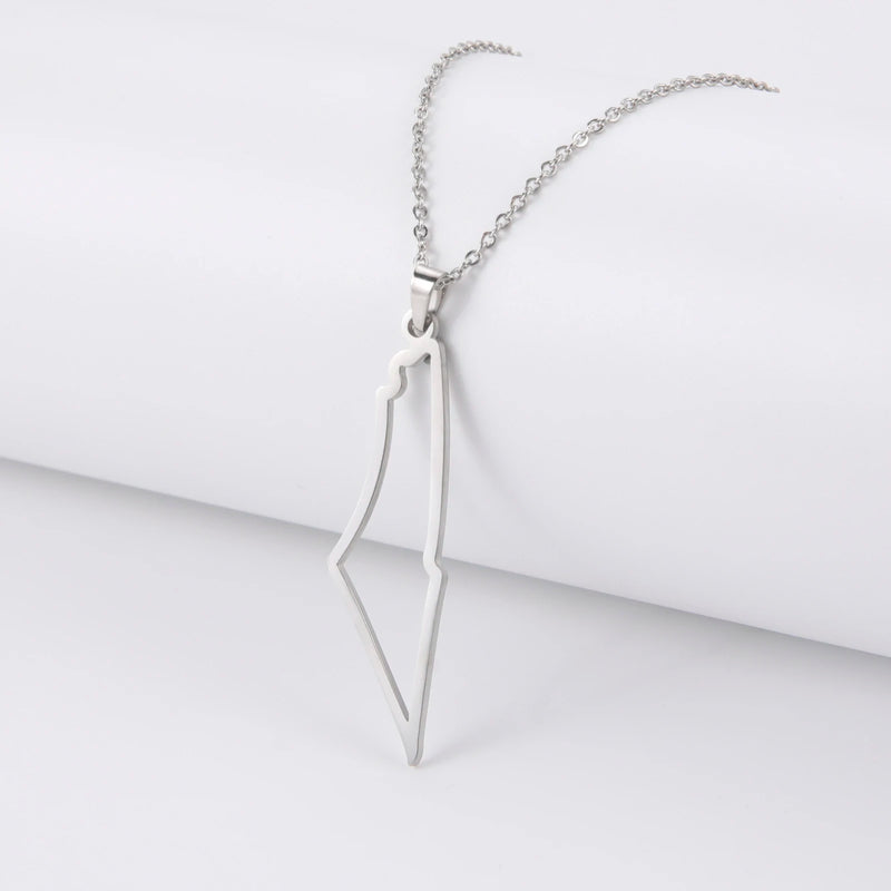 Israel Palestine Map Pendant Necklace For Women Men Arabic African Jamaica Stainless Steel Gold Color Chain Necklaces Jewelry
