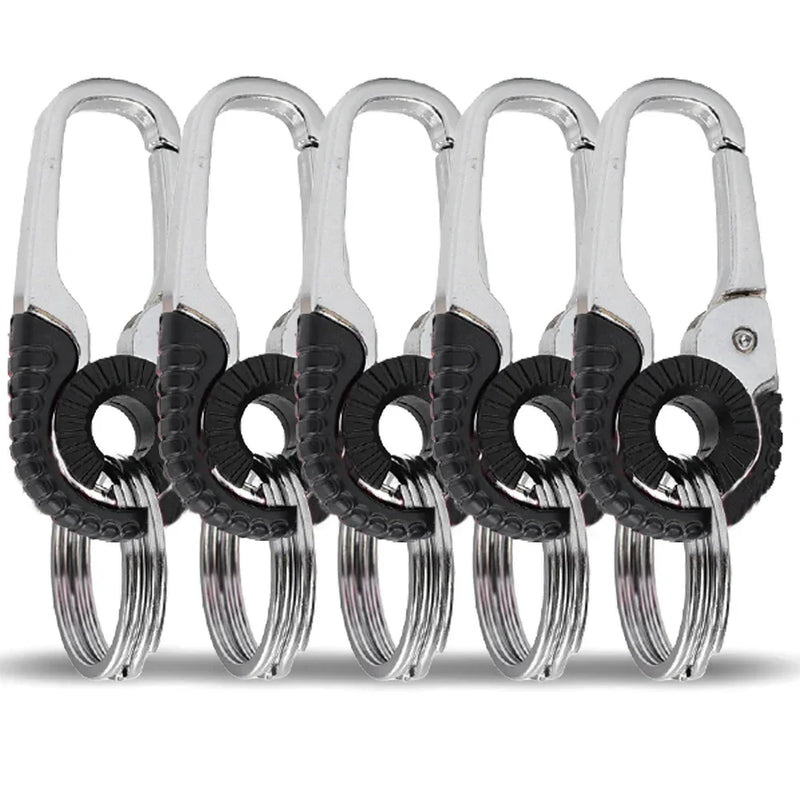 Men Keychain Hook Stainless Steel Keychain Buckle Outdoor Carabiner Climbing Tool Double Ring Car Fishing Key Ring Accessories