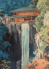 Hokusai Ukiyo-e Blue Green Waterfall Canvas Print Traditional Japanese Art Vintage Wall Poster Asian Landscape Art Home Decor