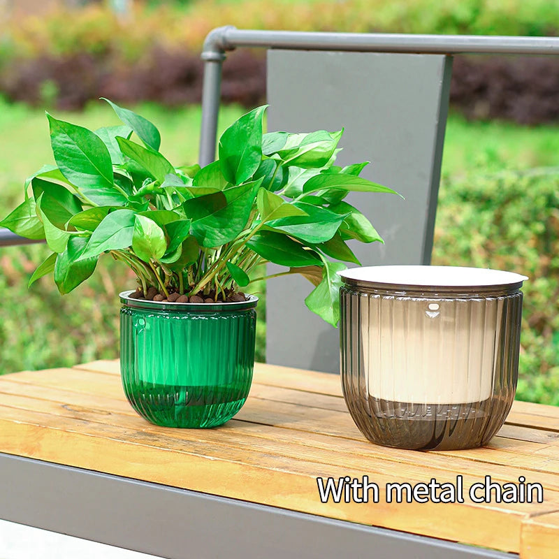 Self Watering Hanging Planters Indoor Flower Pot Outdoor Hanging Basket Plant Hanger with 3Hooks Drainage Hole Home Garden Decor
