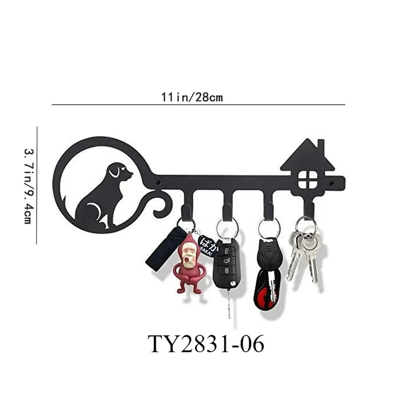Multifunctional Iron Wall Hanging Cute Cat Key Rack Festive Atmosphere Cat Wall Rack Hook Household Key Coat Hanger Hook