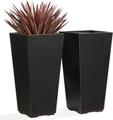 Metallic Taper Planter, 26 Inch Planter Tall Tapered Planter for Front Porch, Patio, Deck, Garden Indoor/Outdoor Tree Planters,