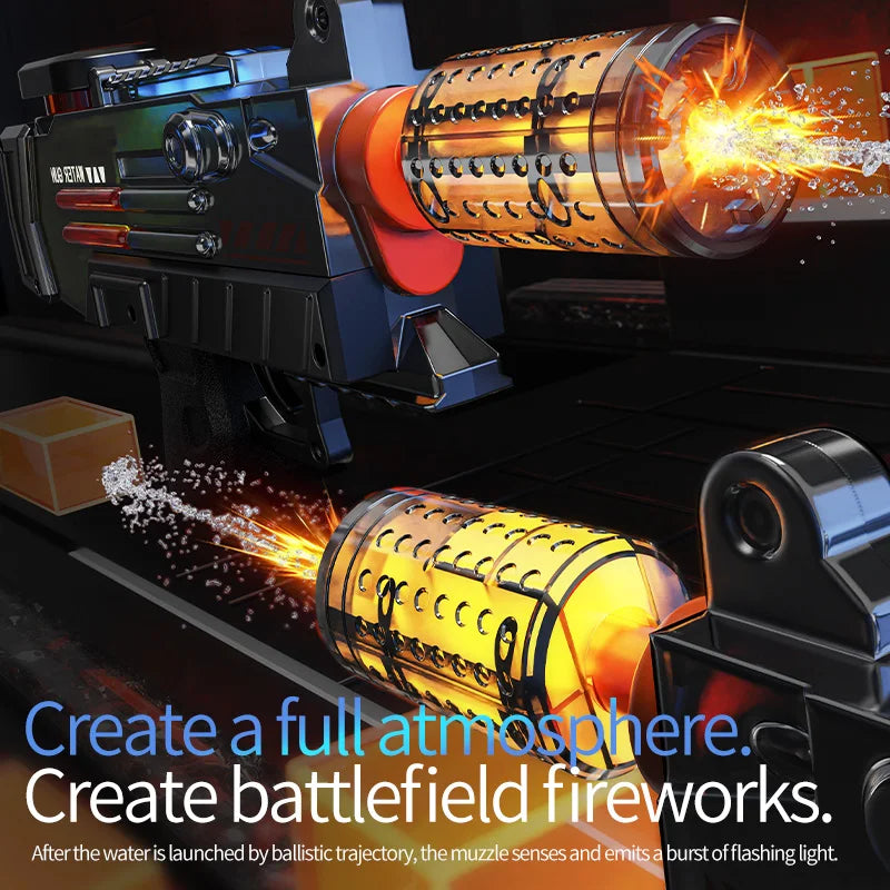 Electric UZI Flamethrower Water Gun Toy High-Power Full Automatic Water Shooter Outdoor Games for Kids Adults Summer Fun Toys