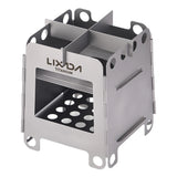 Lixada Camping Titanium Stove Lightweight Folding Wood Burning Stove Portable Outdoor Pocket Stove for Backpacking Cooking