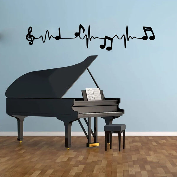 Large Music Note Heartbeat Wall Sticker Classroom School Musical Jazz Rock Band Wall Decal Playroom Vinyl Home Decor