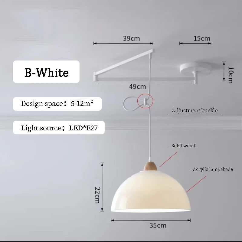 Modern Dining Table Rocker Chandeliers LED Can Be Shifted Long Pole Lamps Nordic Simple Telescopic Folding Long Arm Chandelier