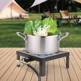 8000W Portable Single Burner Outdoor Gas Stove Propane Cooker with Adjustable 0-20Psi Regulator Hose for Patio Camping BBQ