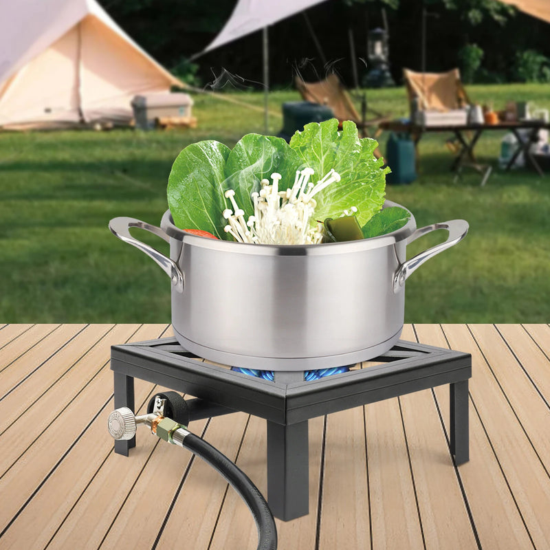 8000W Portable Single Burner Outdoor Gas Stove Propane Cooker with Adjustable 0-20Psi Regulator Hose for Patio Camping BBQ