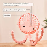 Fan Portable Desktop Folding Fan,Outdoor Baby Stroller Handheld Fan, Summer Mute Small Multifunctional Octopus Mini Fan