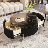 Coffee Table, Modern Round Nesting Coffee Table with Drawers Easy To Assemble, Circle Coffee Tables for Living Room