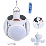 Outdoor Solar Folding Light Portable USB Rechargeable LED Bulb Search Lights Camping Torch Emergency Lamp for Power Outages