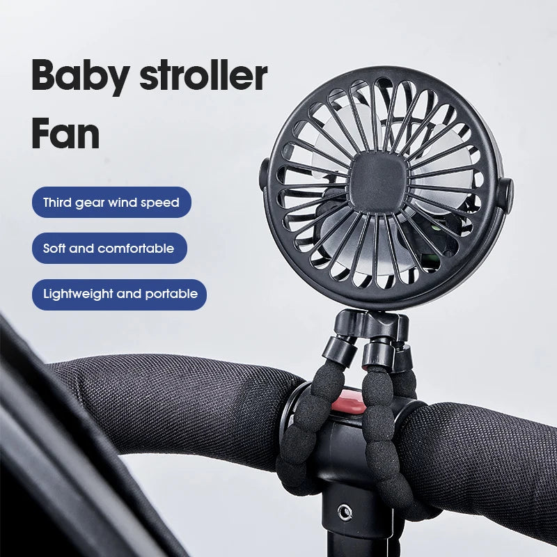 Fan Portable Desktop Folding Fan,Outdoor Baby Stroller Handheld Fan, Summer Mute Small Multifunctional Octopus Mini Fan