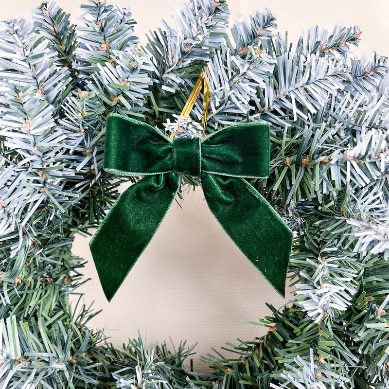 20/40/100Pcs Christmas Bows Decorations Velvet Bows for Xmas Tree Ornaments with Ribbon for Wreath Garland Gift Wrapping Crafts
