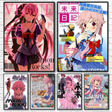 Cute M-Mirai N-Nikki Poster Sticky Wall Art Printing Waterproof Home Living Bed Room Bar Aesthetic Decor