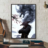 Asian Ink Style Dragon Shadow Waves Art Poster HD art sticky wall waterproof home living room bedroom bar aesthetic decoration