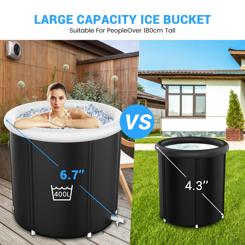105 Gal Large Ice BathTub for Athletes, Ice Bathtub Portable Ice Plunge Tub, Multiple Layered Inflatable Cold Plunge Tub