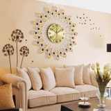 Luxury Large Clock 3D Peacock Retro Wall Decor Digital Clock Modern Art Living Room Decoration