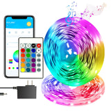 100FT LED Strip Lights for Bedroom, Desk, indoor Room Bedroom Brithday Gifts RGB Decor with Remote and 24VPower supply