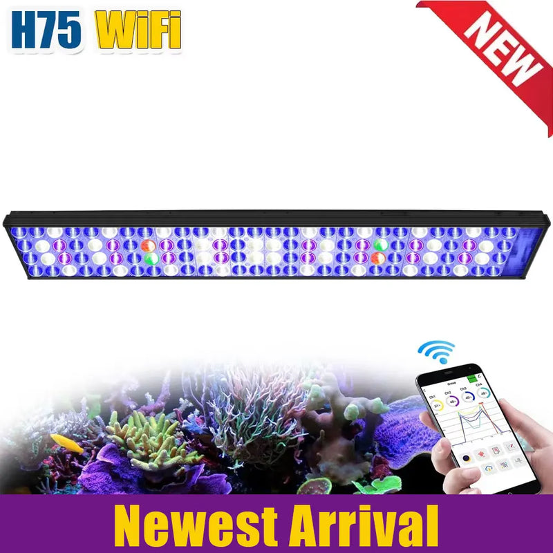 New PopBloom WiFi Reef Aquarium Led Light, Marine Aquarium Lamp Full Spectrum for 60cm 90cm 120cm SPS/LPS Coral Aquarium Tank