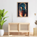 Astronaut Spaceman Oil Painting Wall Art Vibrant Sci-Fi Canvas Print Poster Colorful Outer Space Themed Living Room Decor Gift