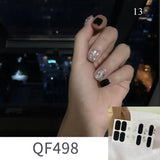 Shiny Self-adhesive Nail Stickers Short Black Lacquer Strips For Nails Full Cover False Nails Stickers Waterproof Manicure Film