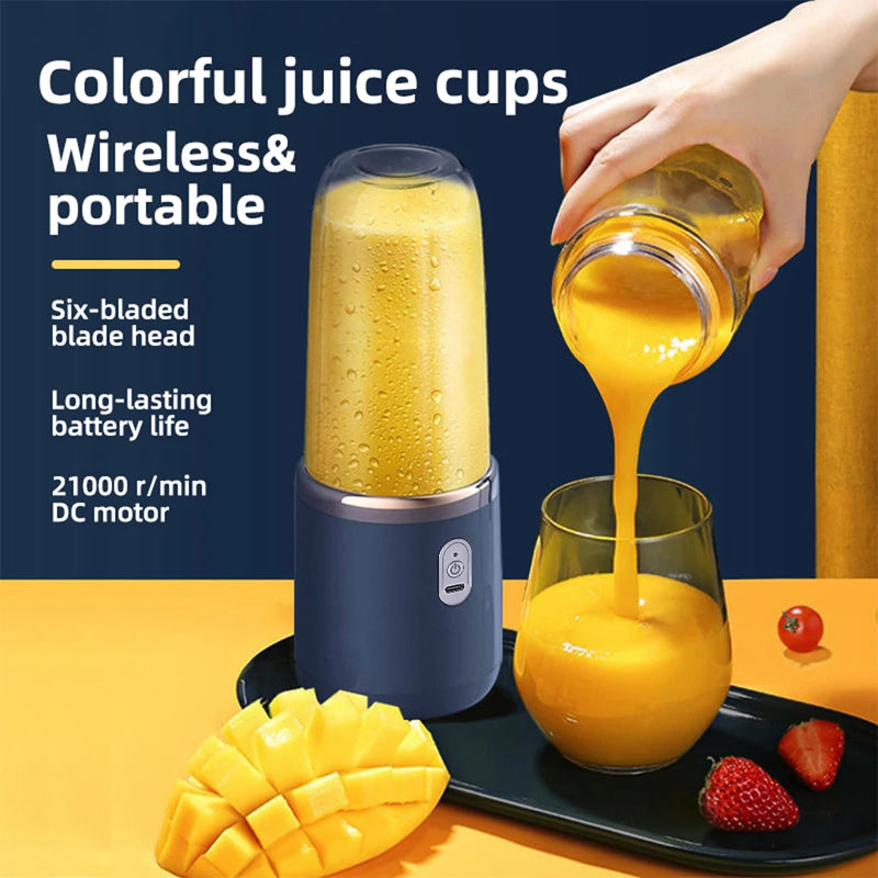 1pc Portable Small Electric Juicer Stainless Steel Blade Cup Juicer Fruit Automatic Smoothie Blender Kitchen Tool