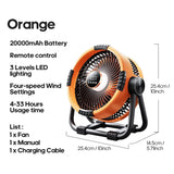 New 6 in 1 Outdoor Camping Fan 20000mAh Rechargeable Portable Wireless Tent Ceiling Fan 4 Speed Adjustment with Hook & LED Light