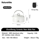Naturehike Camping Cookware Ceramic Non-Stick Set Lightweight Portable Tableware Kettle Frying Pan Pot Cookset Kitchen Utensils