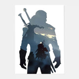 The W-Witcher 3 Wild Hunt Game Poster HD art sticky wall waterproof home living room bar decoration