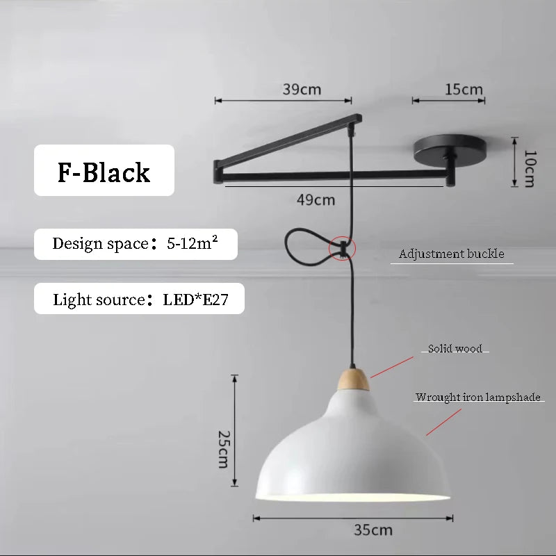 Modern Dining Table Rocker Chandeliers LED Can Be Shifted Long Pole Lamps Nordic Simple Telescopic Folding Long Arm Chandelier