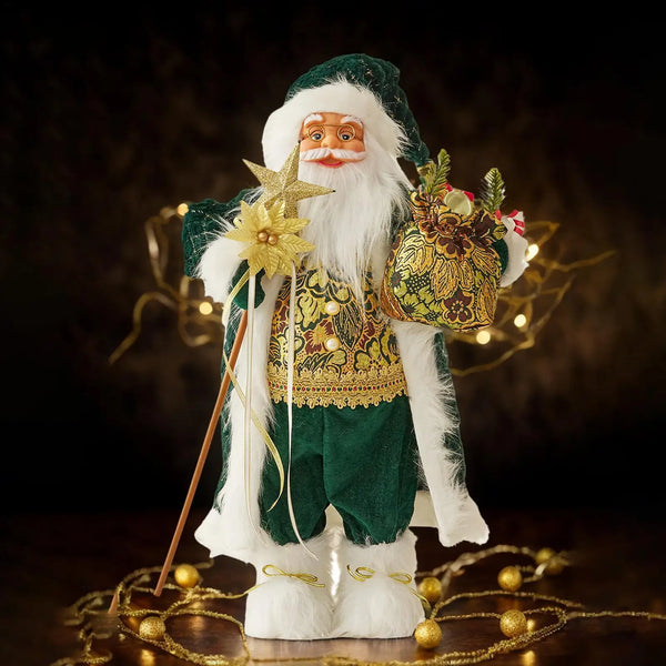 Green Santa Claus Creative Green-Clothed Santa Claus Hug Bag Plush Standing Statue Ornament for Holiday Party