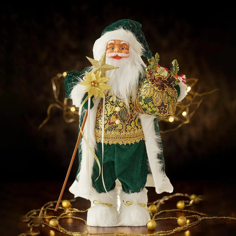 Green Santa Claus Creative Green-Clothed Santa Claus Hug Bag Plush Standing Statue Ornament for Holiday Party