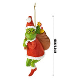 17Pcs 2D Acrylic Christmas Tree Green Monsters Ornaments Cute Green Monsters Christmas Tree Pendants Christmas Cartoon Ornaments