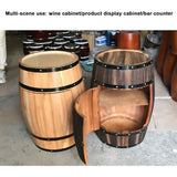 Wood Oak Barrel Wine Cabinet with Locking Door - Decorative Storage for Beer and Wine - Natural Wood Wine Cellar Display - Perfe