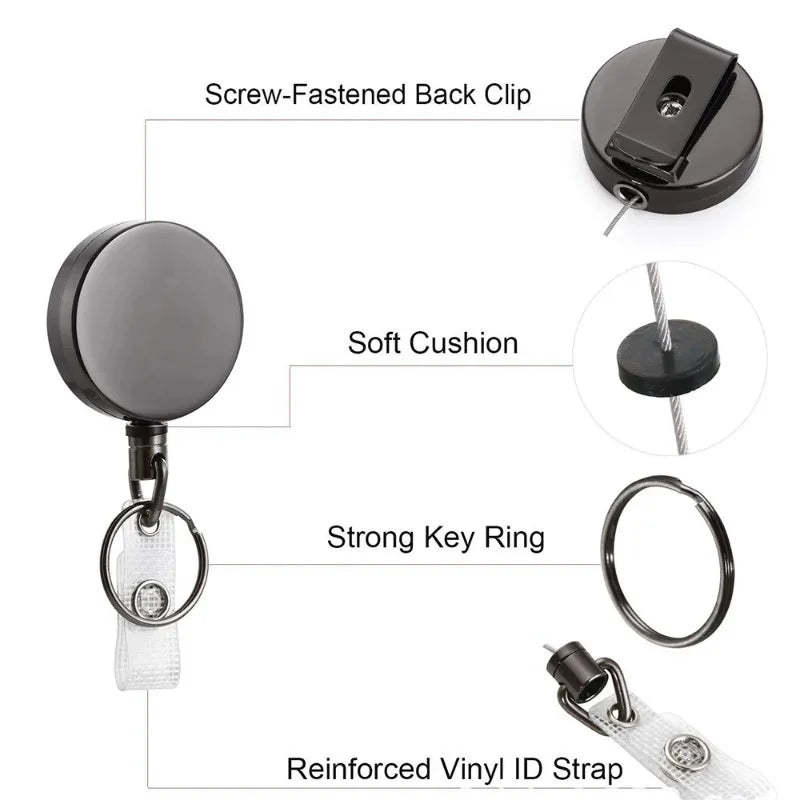 Metal Wire Keychain Pull Recoil Sporty Key Ring Retractable Keyring Anti Lost ID Card Holder Telescopic Burglar Chain Organizer