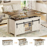 Lift Top Coffee Table 4 in 1 Multi-Function Convertible Coffee Tables with Storage and Hidden Compartment Farmhouse Coffee Table