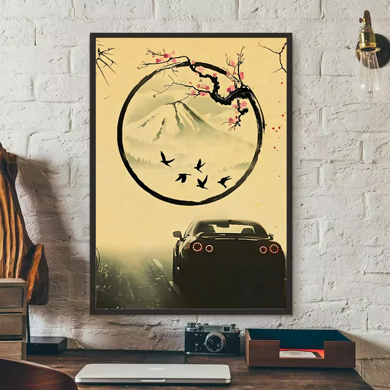 Japanese Cars Samurai Poster Poster HD art sticky wall waterproof home living room bedroom bar aesthetic decoration