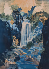 Hokusai Ukiyo-e Blue Green Waterfall Canvas Print Traditional Japanese Art Vintage Wall Poster Asian Landscape Art Home Decor