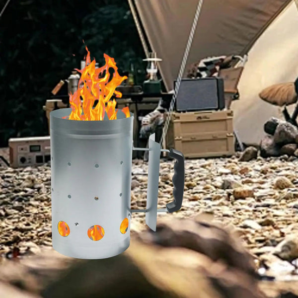 Fast Fire Chimney Starter Charcoal Bucket Easy to Use with Handle Practical Burner Bucket for Grill BBQ Outside Yard Cooking