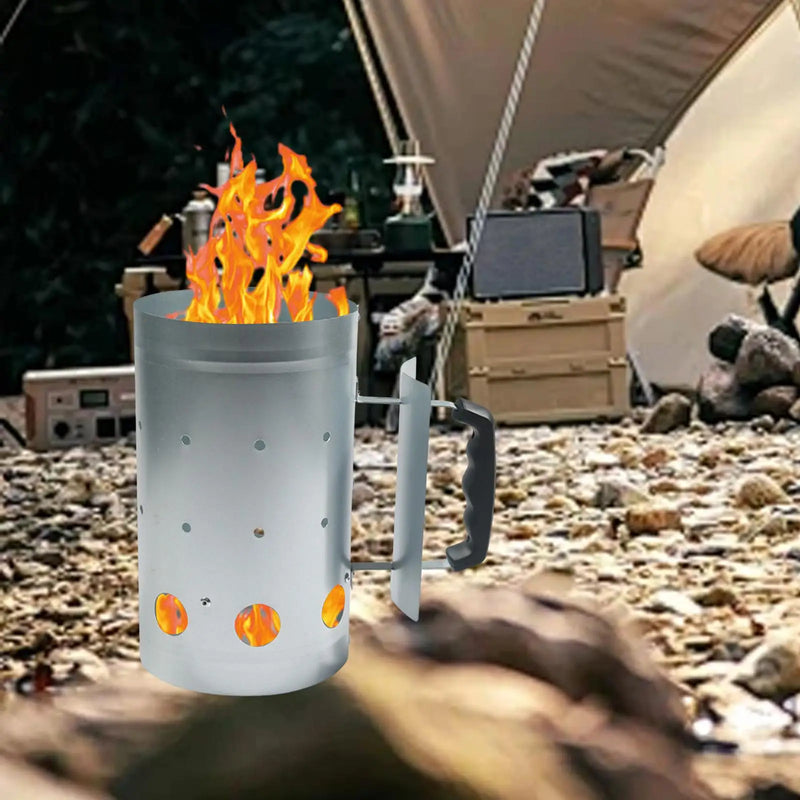Fast Fire Chimney Starter Charcoal Bucket Easy to Use with Handle Practical Burner Bucket for Grill BBQ Outside Yard Cooking